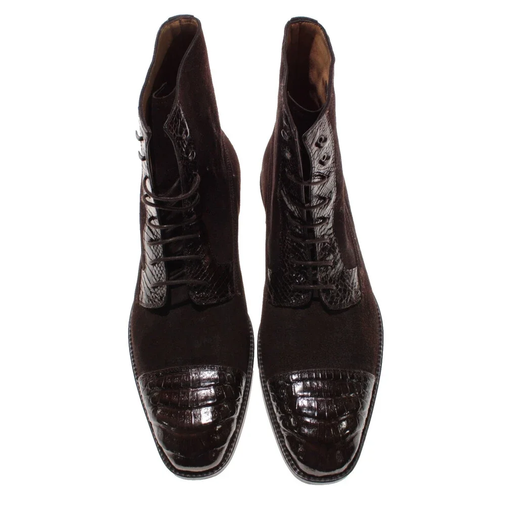 Mezlan NWB Sabino Lace Up Boots Size 9 US in Brown Leather